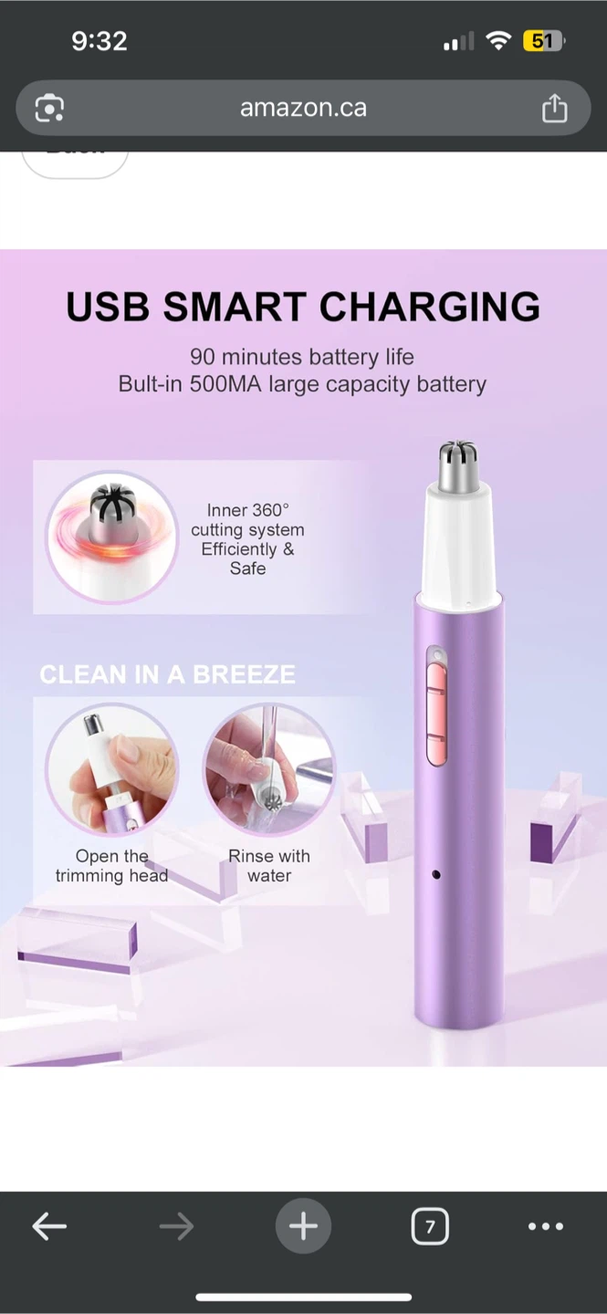 Nose & Ear Hair Trimmer Model 3029 - Purple - photo 3