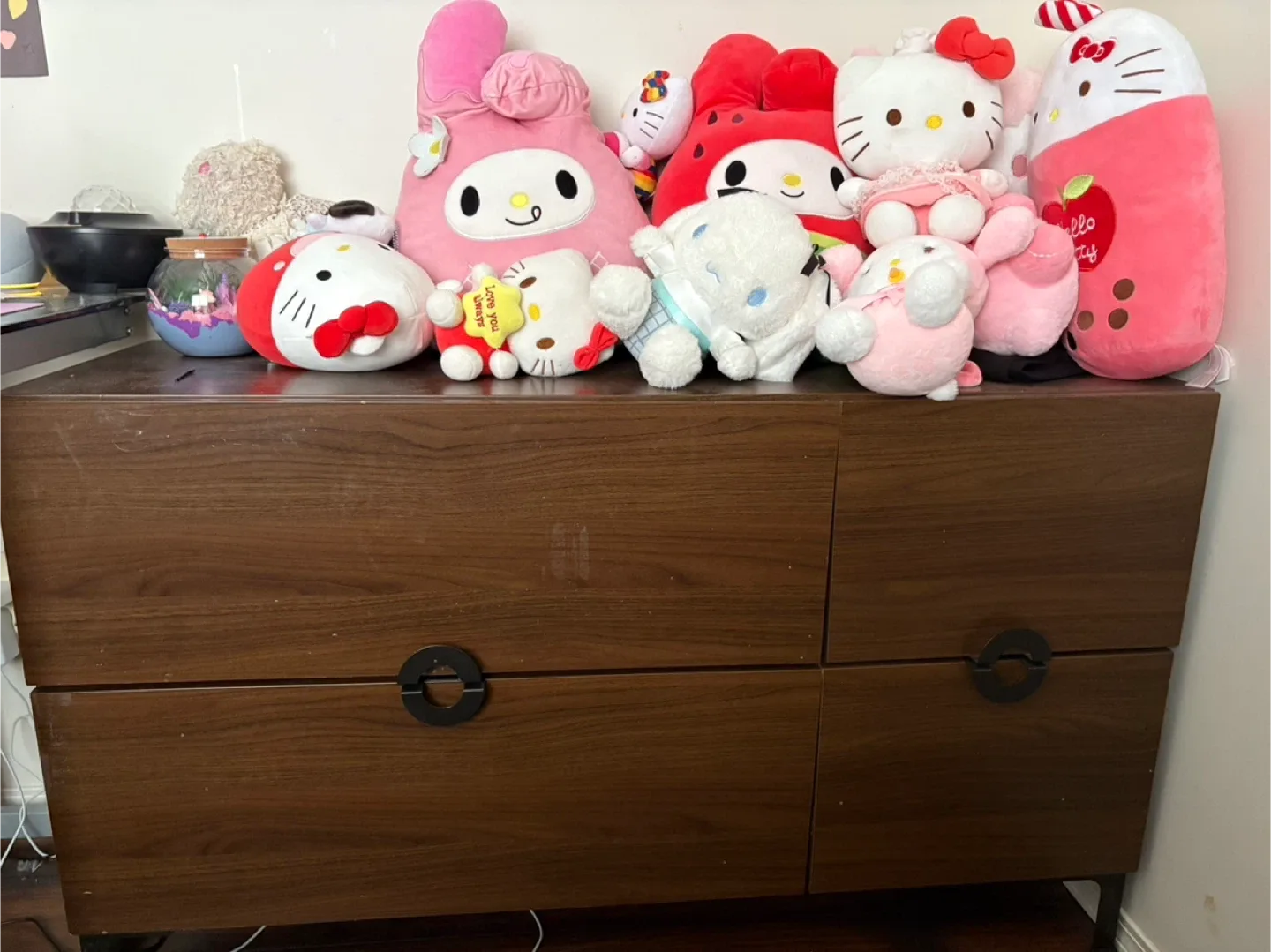 Brown Oak Dresser with Black Hardware