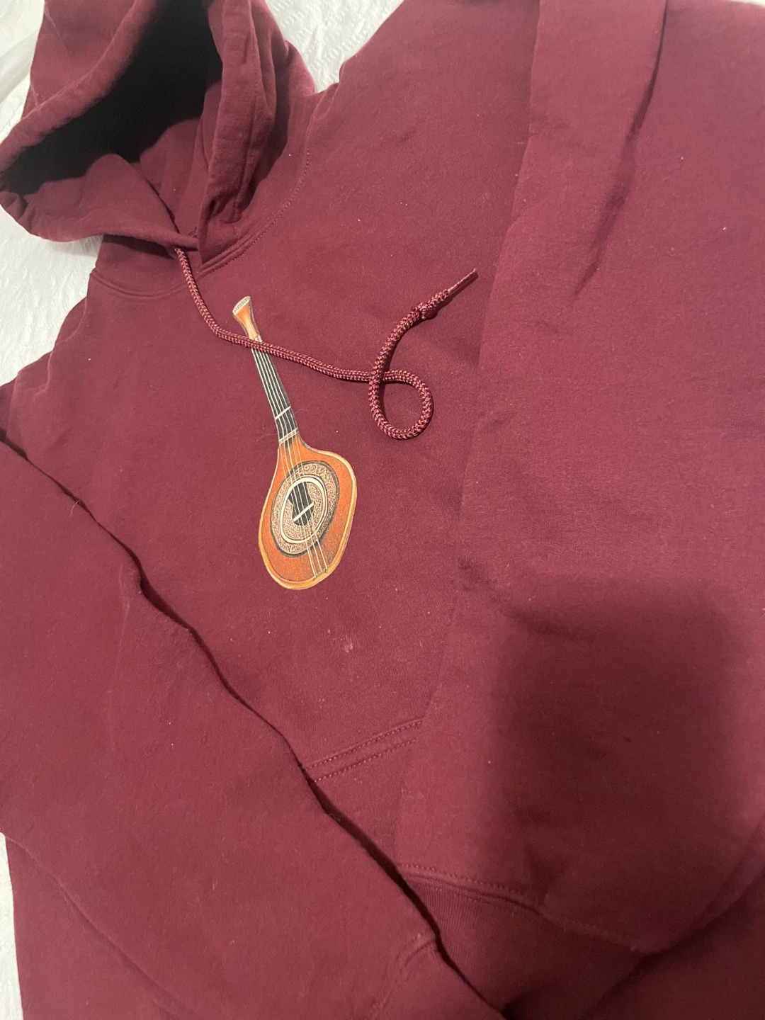 Burgundy Hoodie with Lute Design - photo 2
