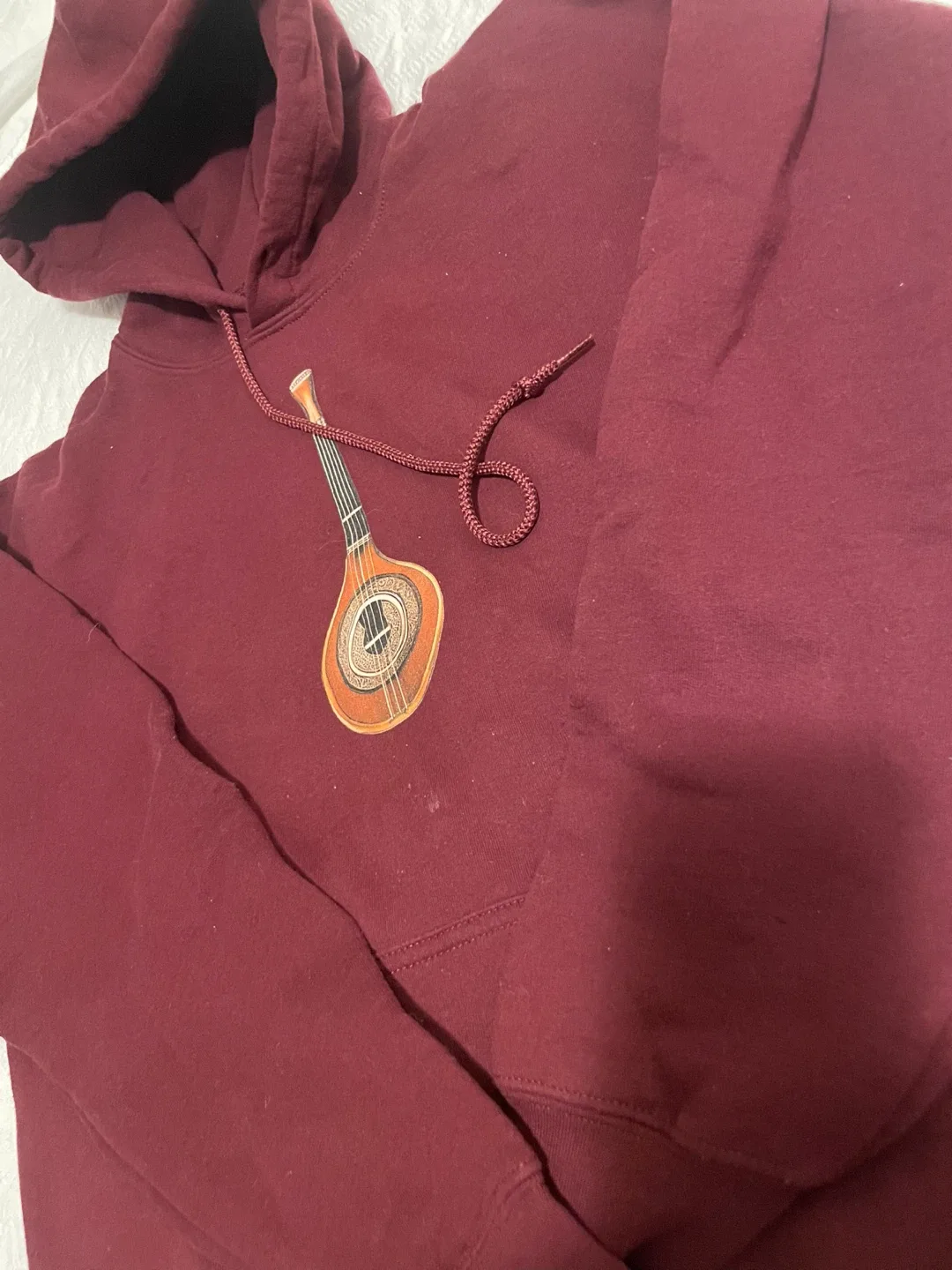 Burgundy Hoodie with Lute Design image indicator(2)
