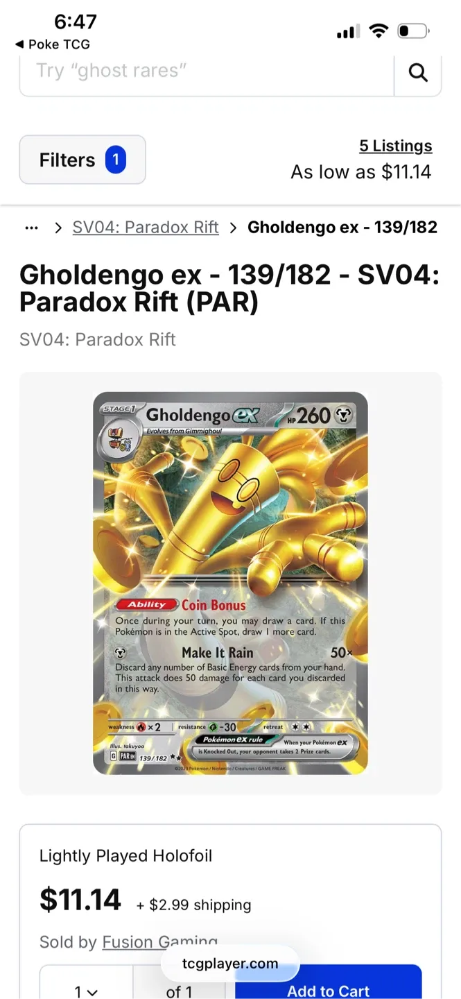 Gholdengo ex - 139/182 - SV04: Paradox Rift image indicator(2)