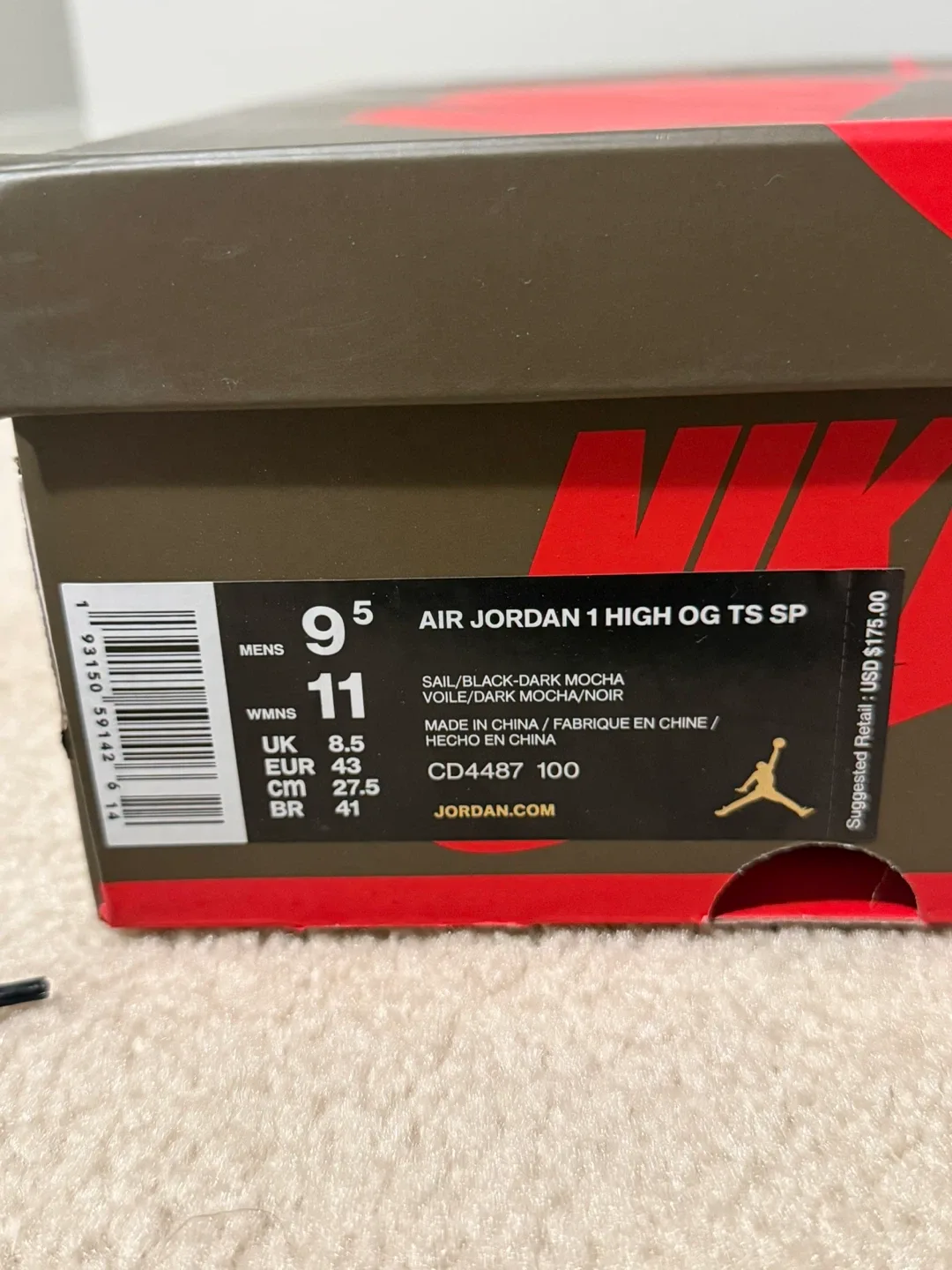 Jordan 1 x Travis Scott - Moha High - Size 9.5 Men image indicator(8)