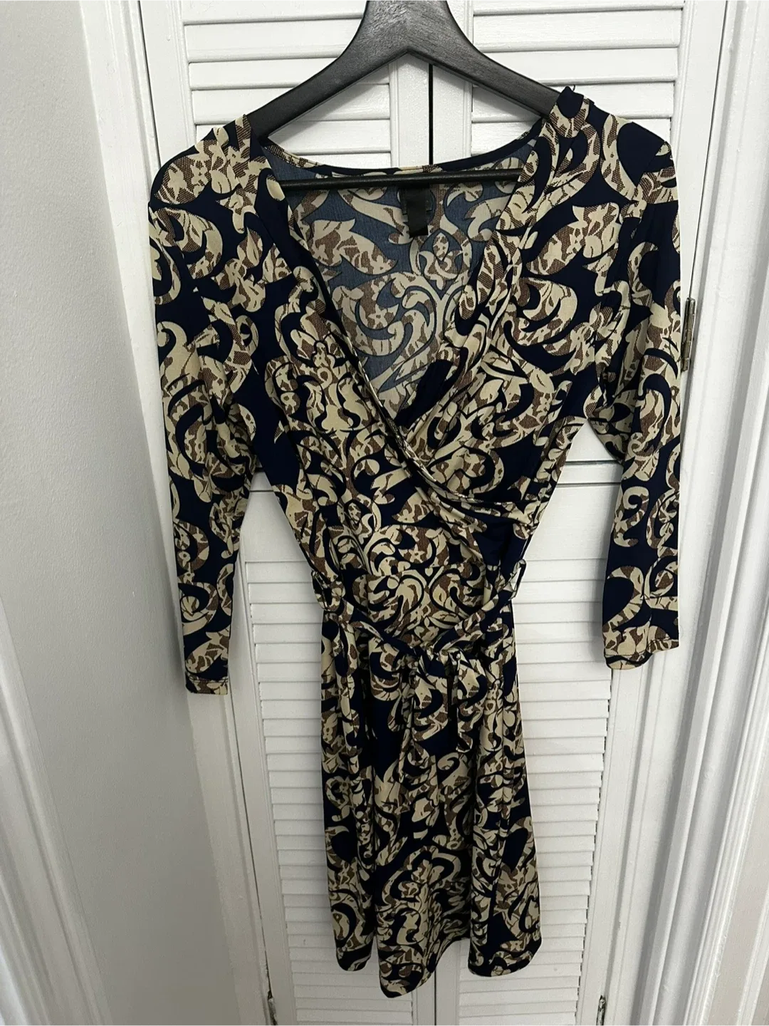 Patterned Wrap Dress - Size S