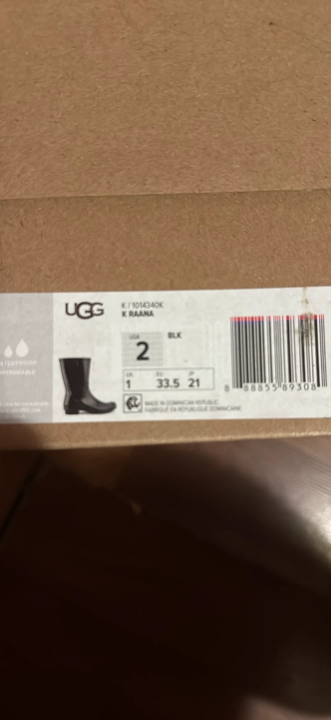 UGG K Raana Black Rain Boots - Size 2 - photo 2