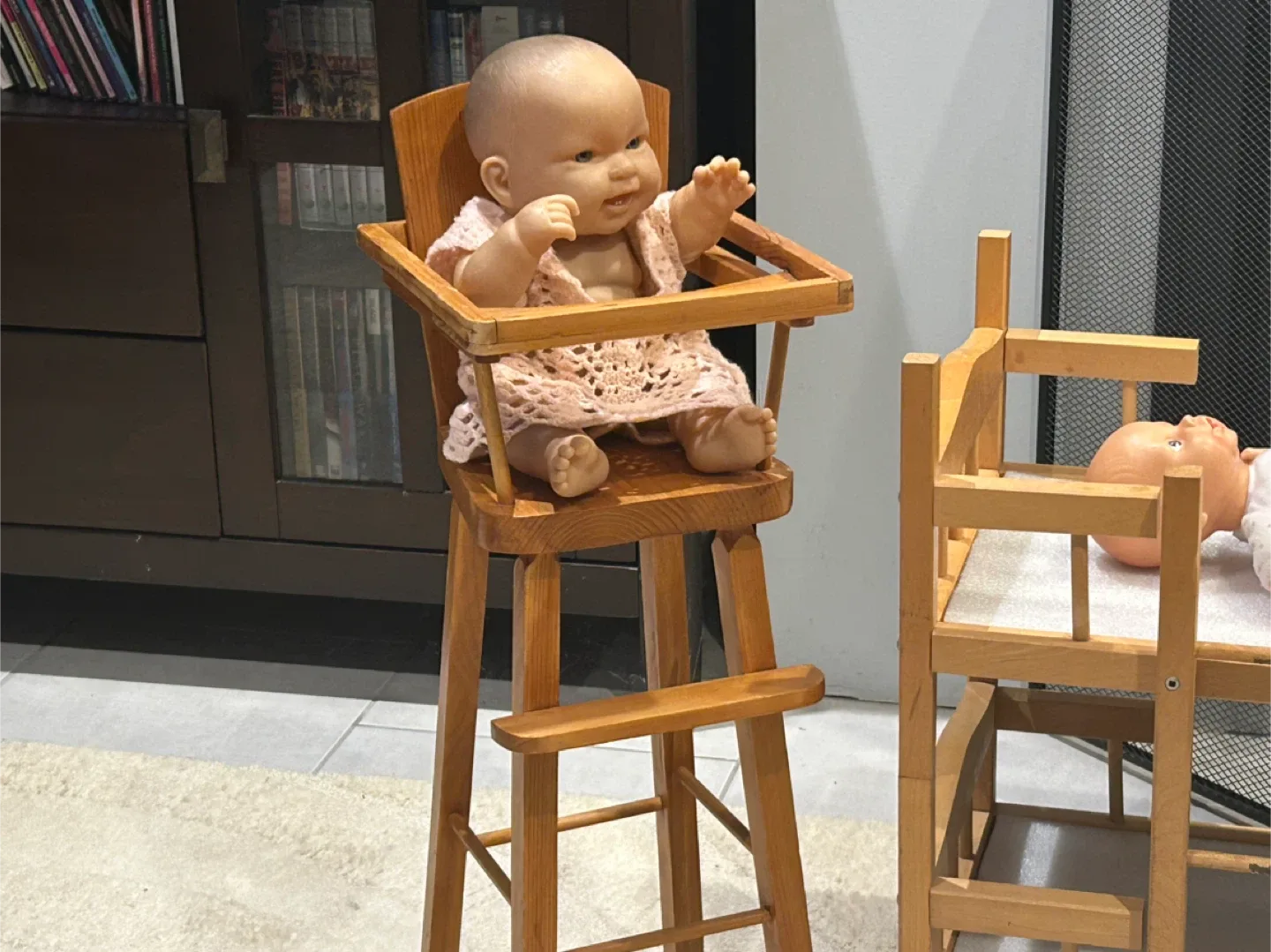 Wooden doll bunk beds and high chair image indicator(3)