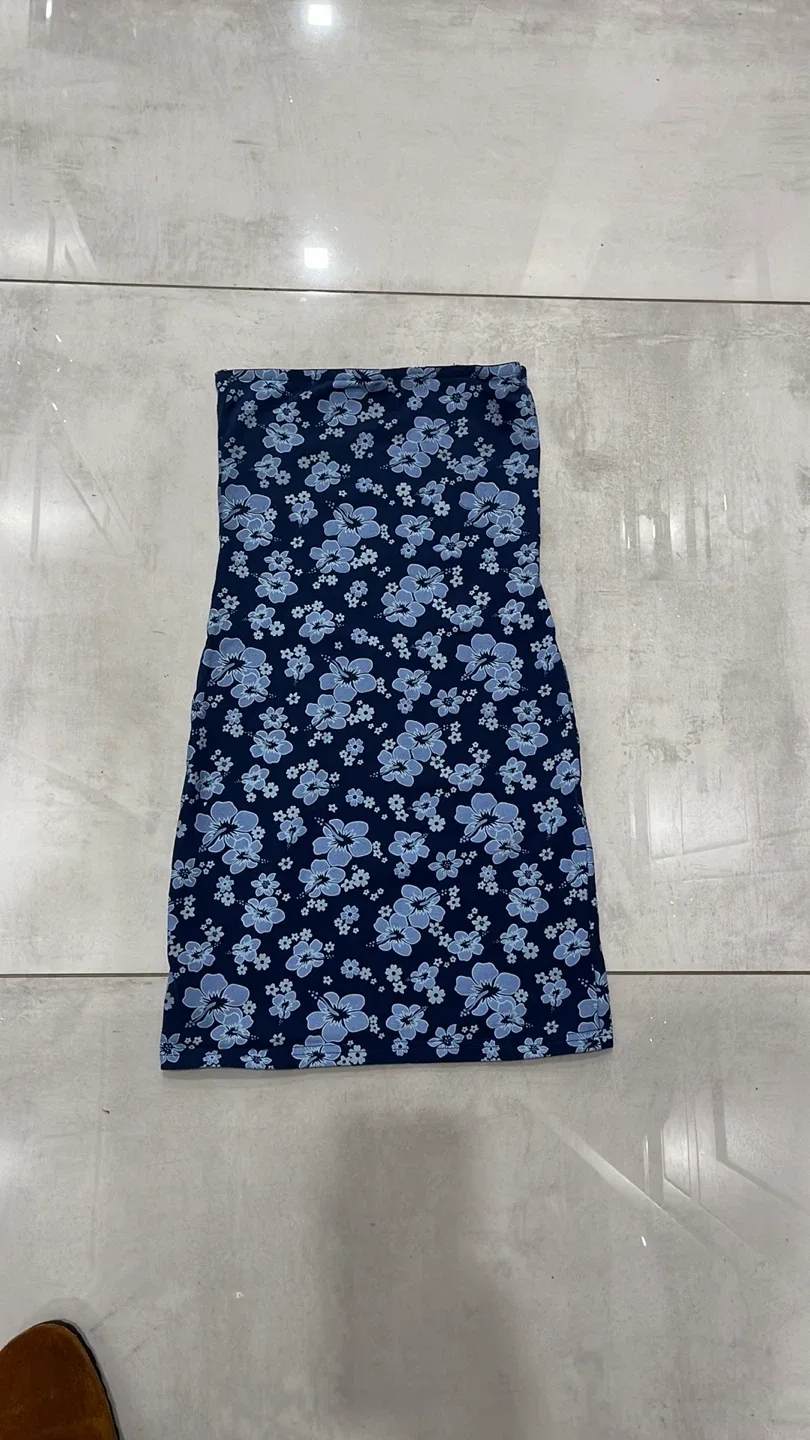 Blue Floral Print Mini Dress from Edikted