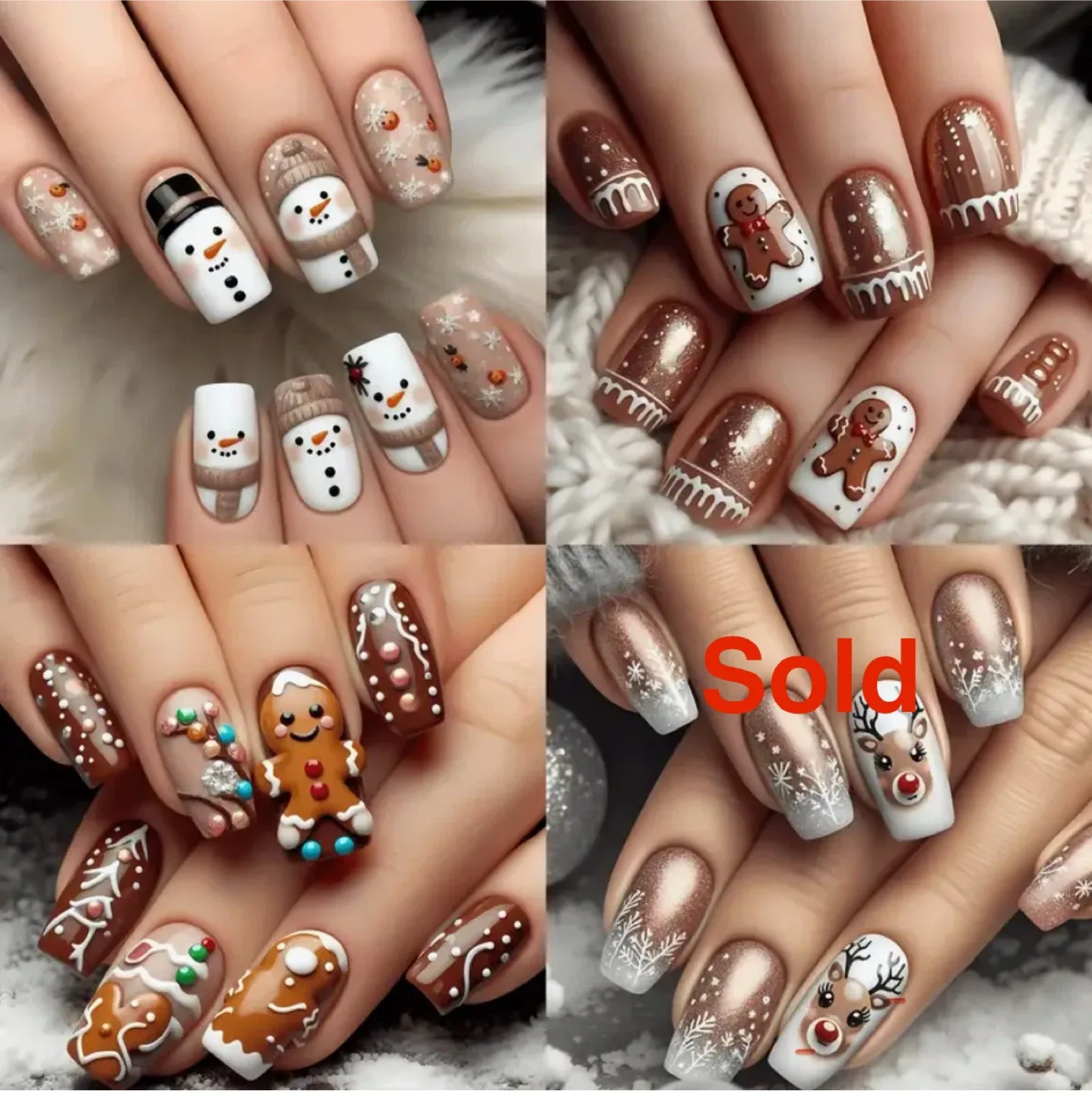 Christmas Winter Press On Nails with jelly glue