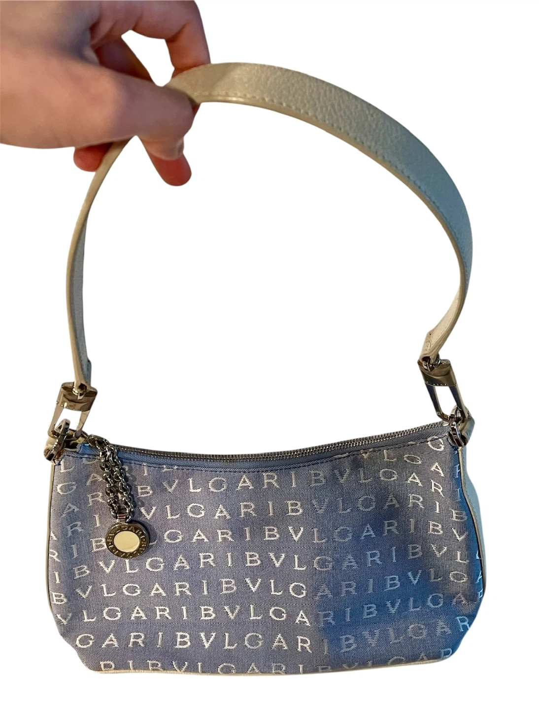 👜 BVLGARI Light Blue (denim) Canvas Shoulder Bag_Authentic 👜