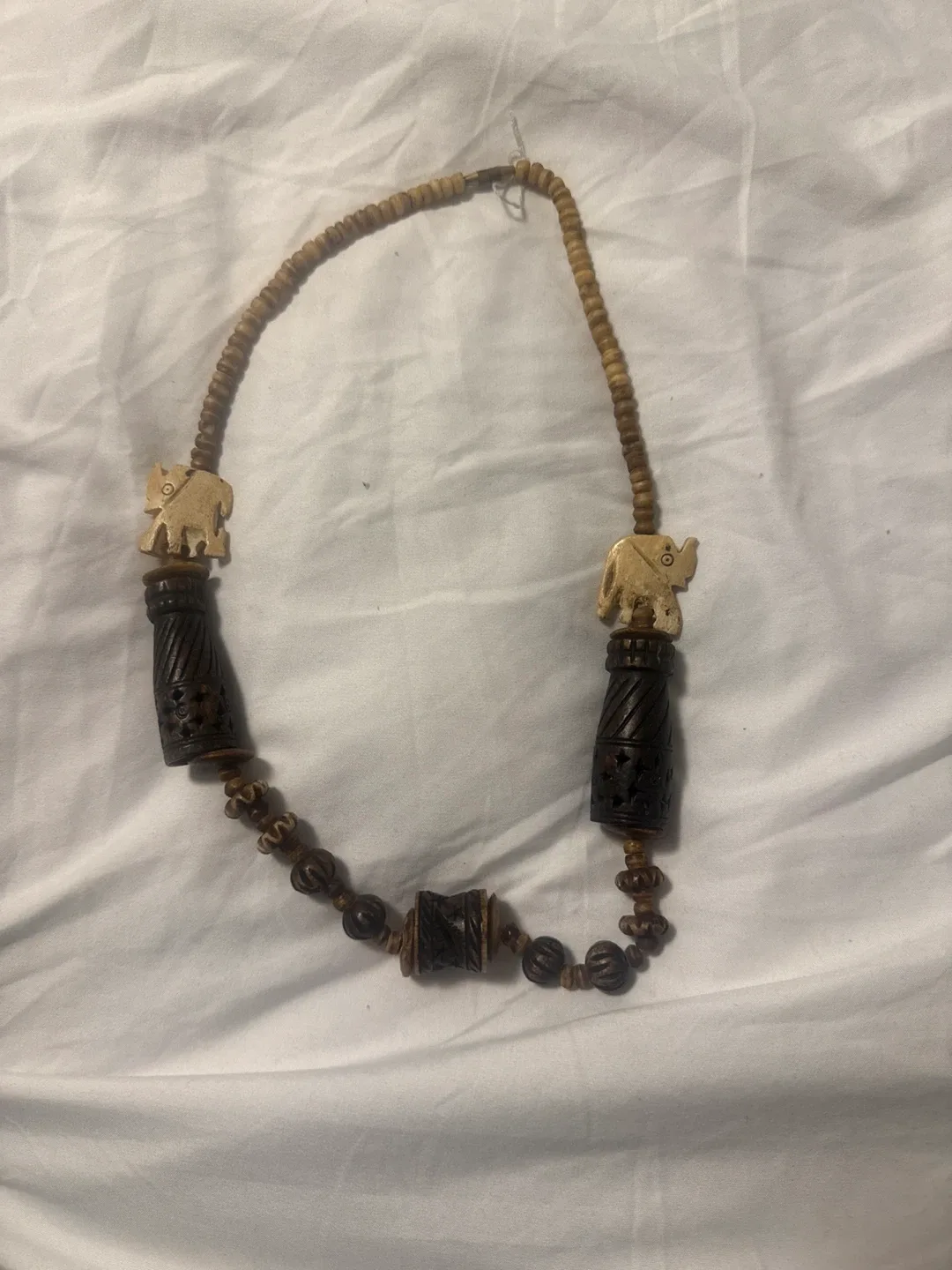 Wooden Elephant Bead Necklace