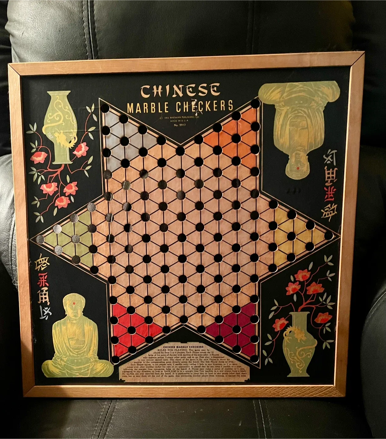 #cleanout Vintage Chinese Checkers Framed Board