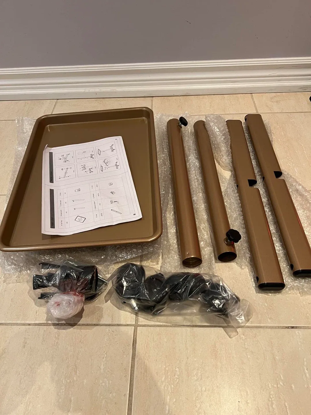 Rolling Adjustable Height Salon Tray - Bronze image indicator(10)