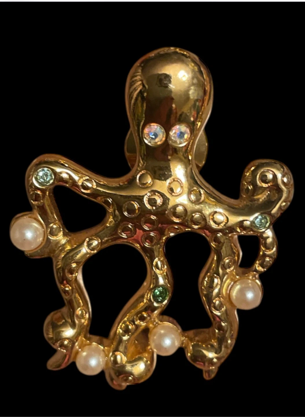 Vintage Gold Tone Octopus Brooch