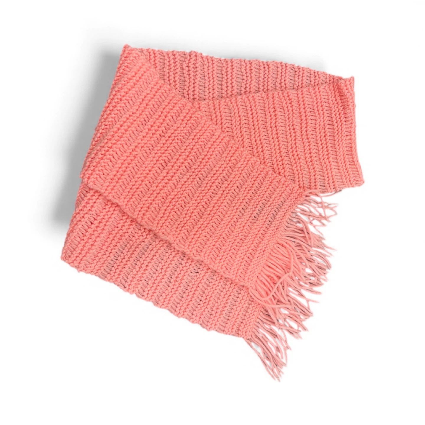Pink Knitted Scarf with Fringe