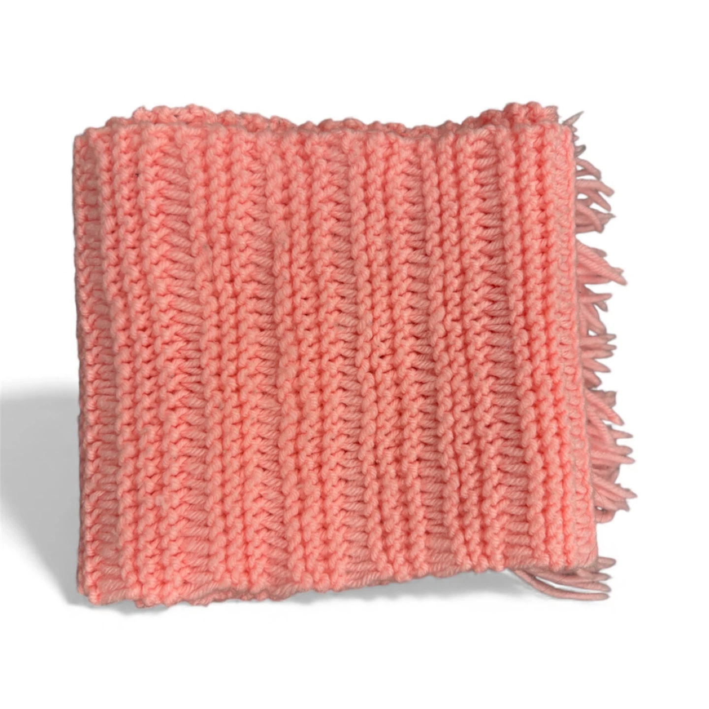 Pink Knitted Scarf with Fringe - photo 3
