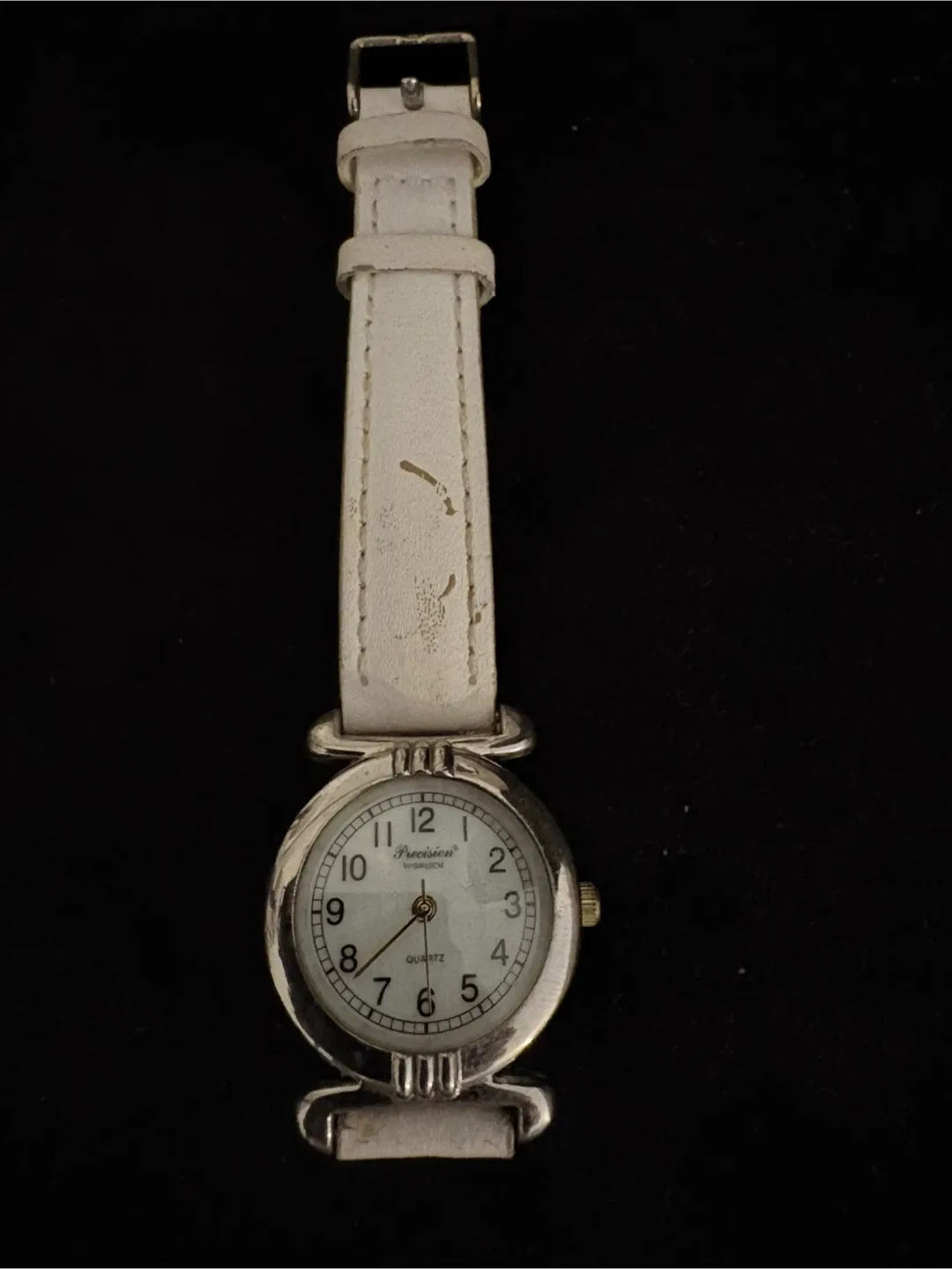 Precision Quartz White Leather Watch