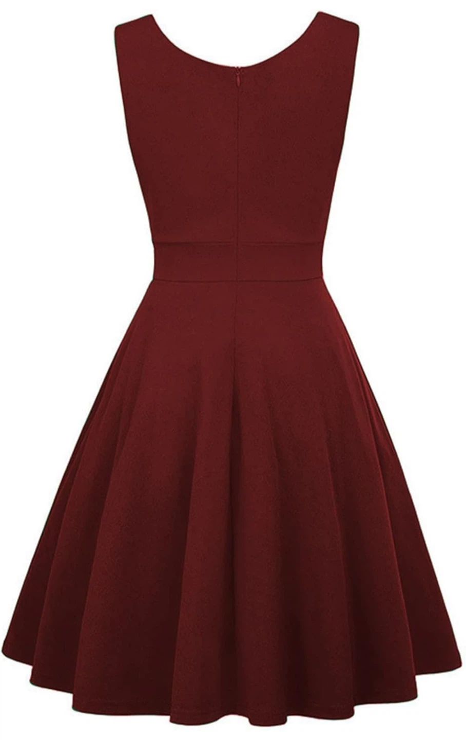 NEW! Burgundy Sleeveless V-Neck Fit & Flare Dress - photo 3