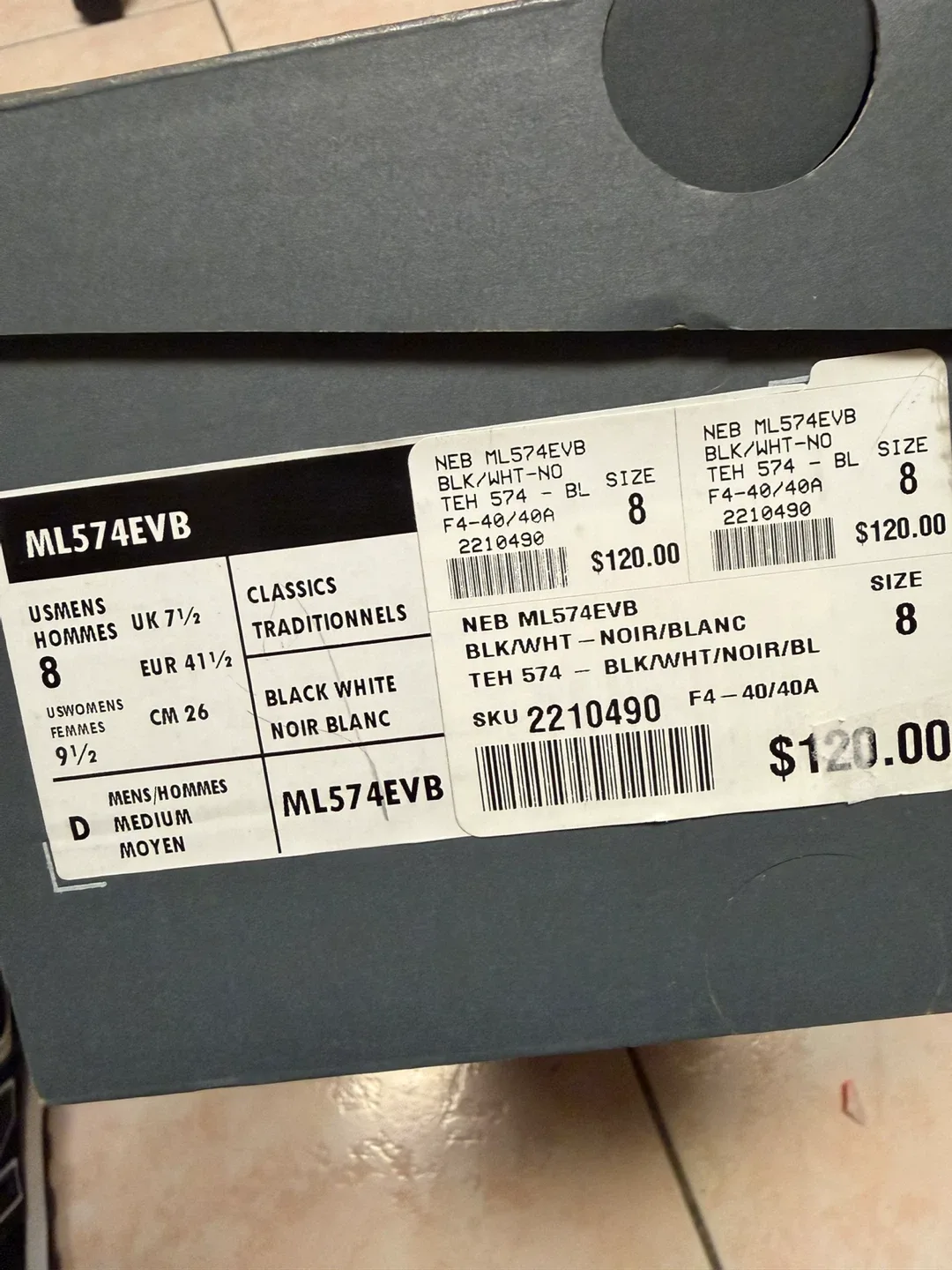 New Balance 574 Classic Black Sneakers size 8 image indicator(8)