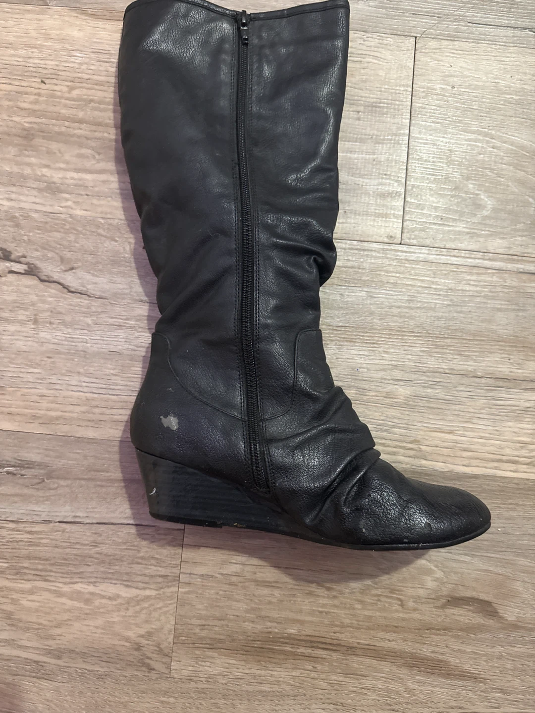 Black Wedge Knee High Boots - photo 3