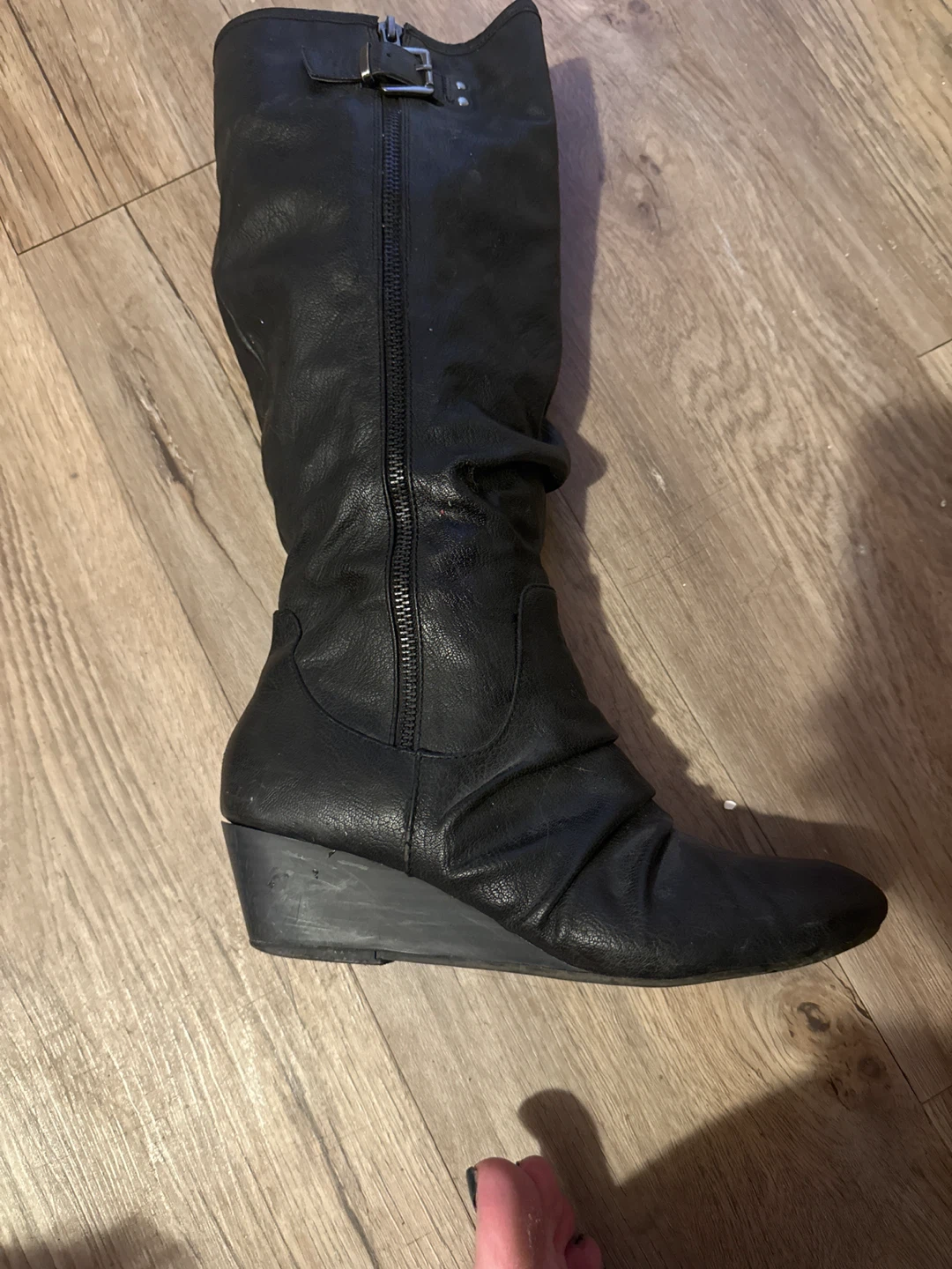 Black Wedge Knee High Boots - photo 2