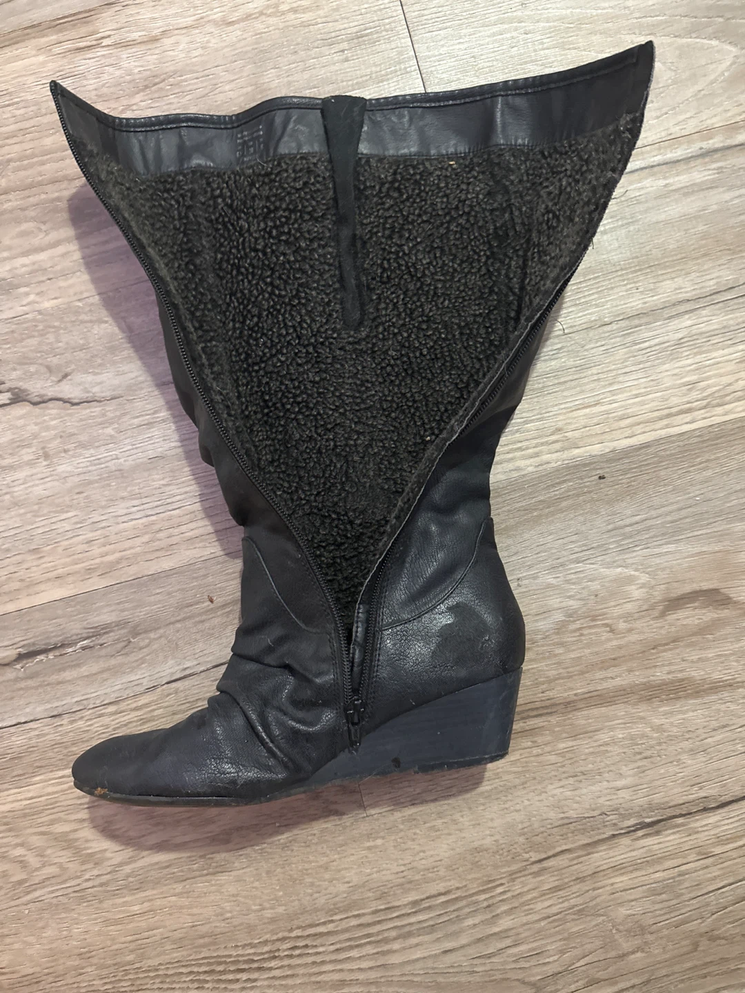 Black Wedge Knee High Boots - photo 5