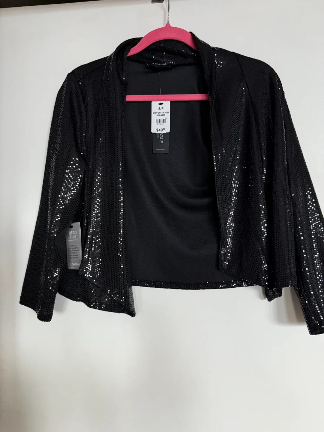 Le Chateau Black Sequin Jacket - Size S