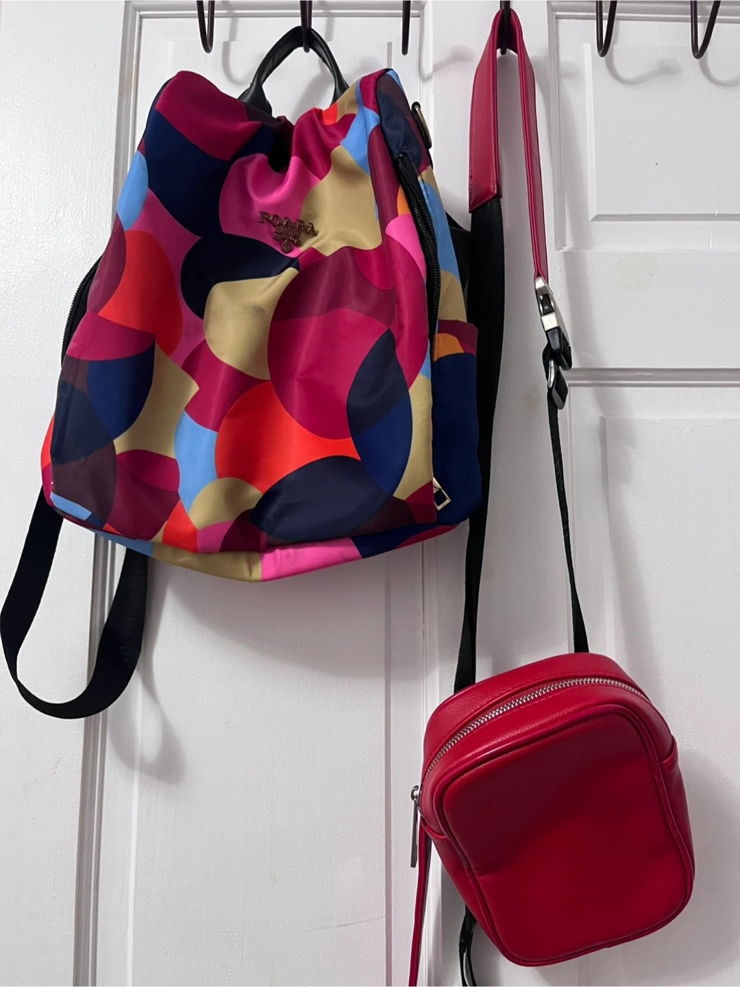 Poppy & Peonies Backpack & Red Crossbody Bag