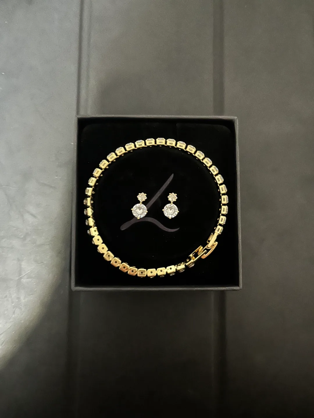 New Diamond Tennis Bracelet & Earrings Set