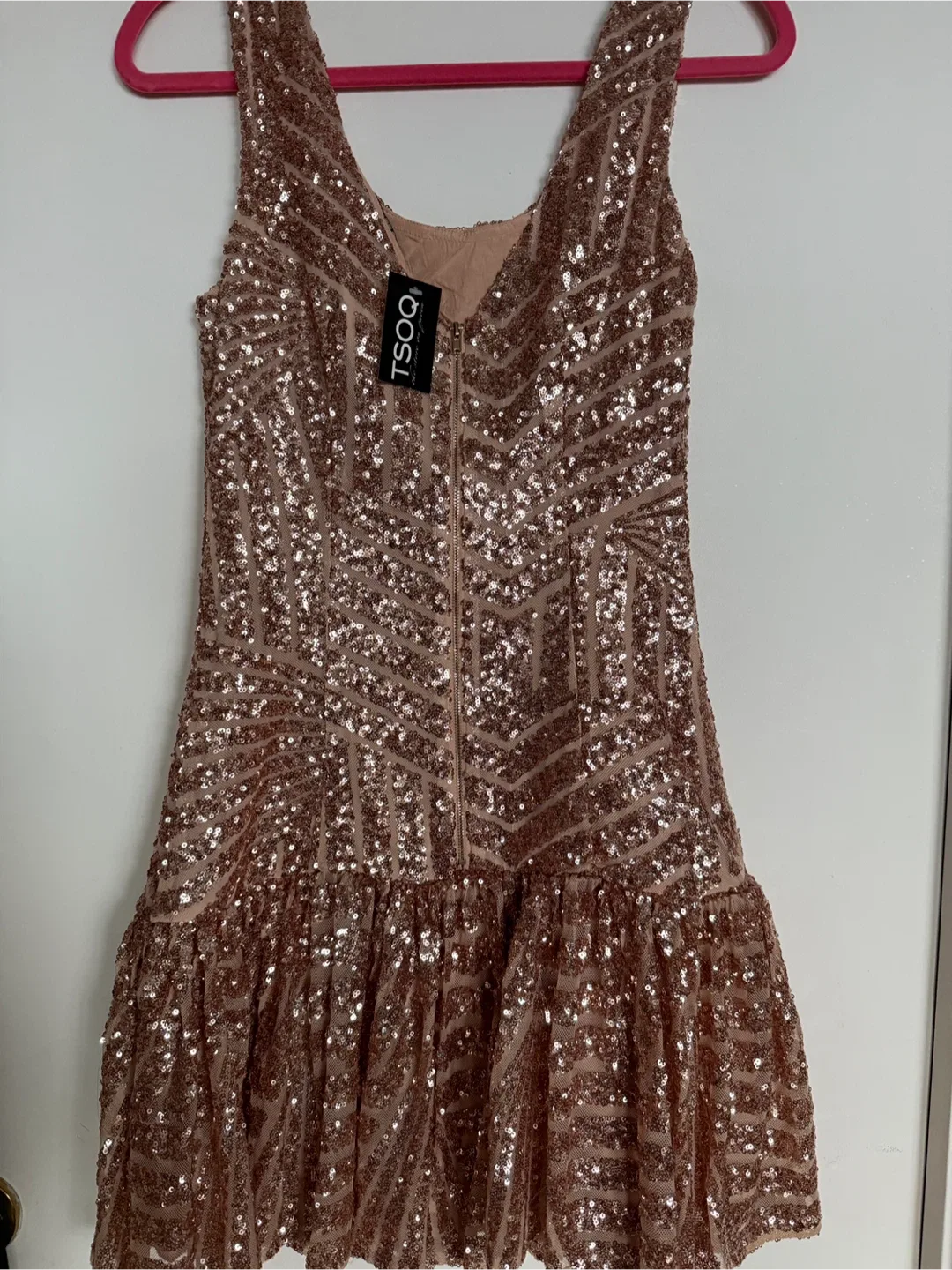 TSOQ Rose Gold Sequin Mini Dress - image indicator(2)