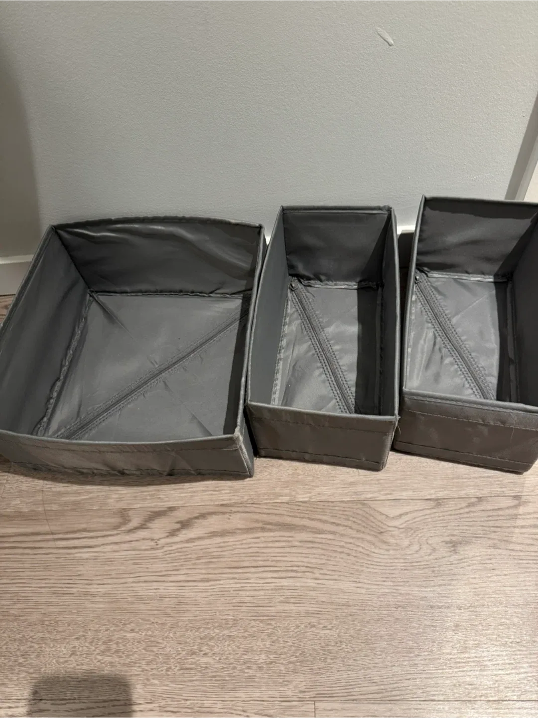 Grey Fabric Storage Bins - Set of 3