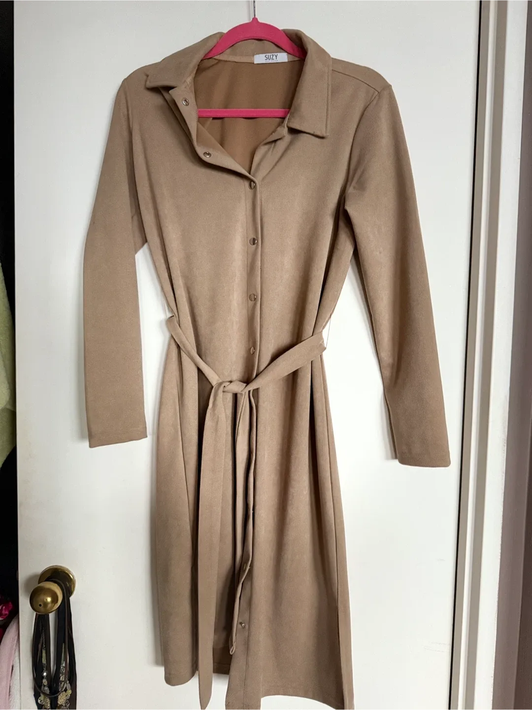 Suzy Shier Beige Dress with Belt