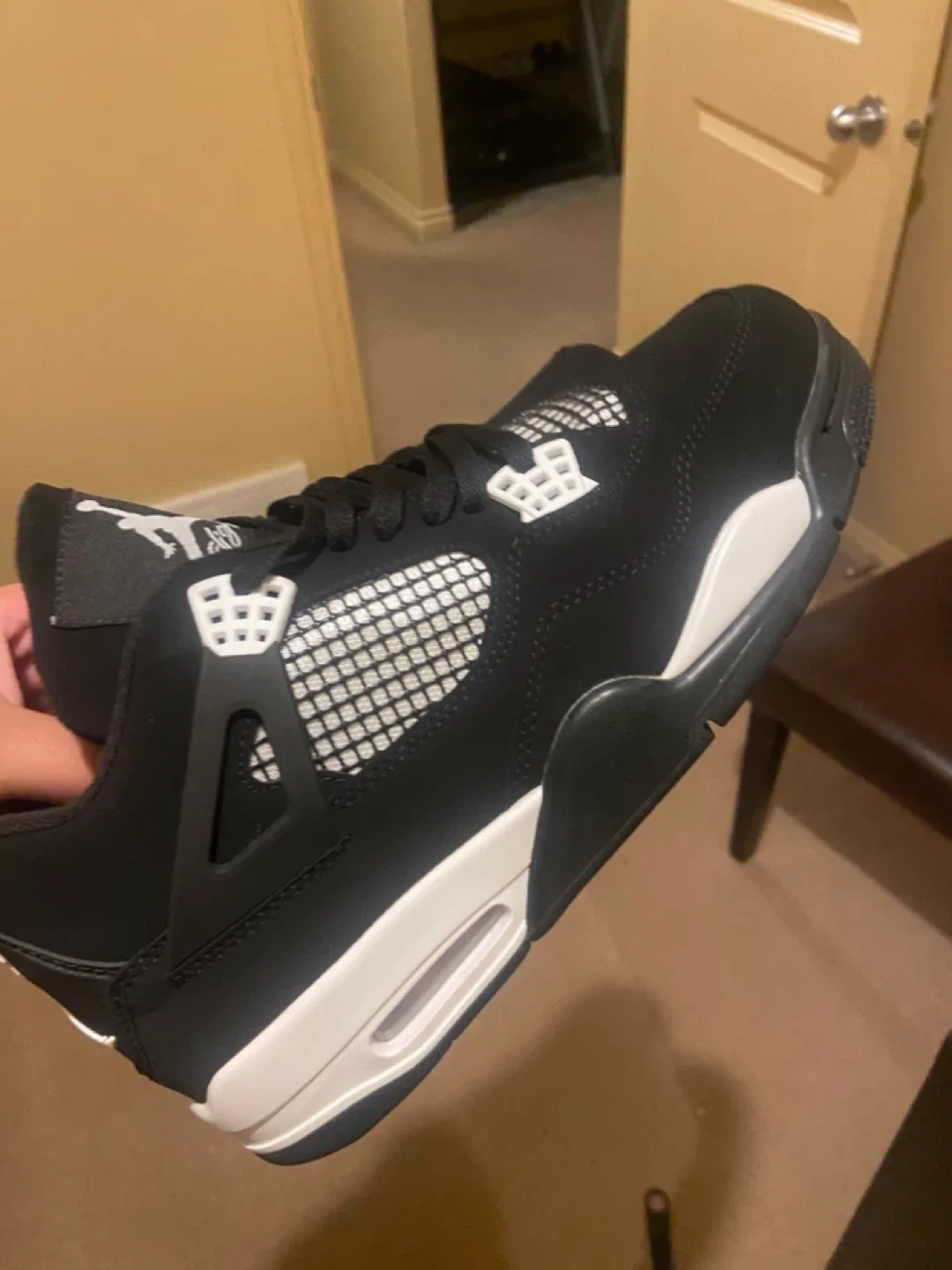 Rep Jordan 4 Retro Black White Thunder Shoes