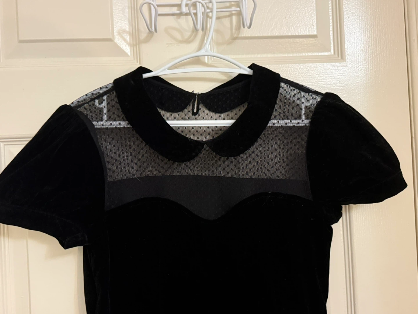 Black Velvet Dress with Sheer Detail - photo 2