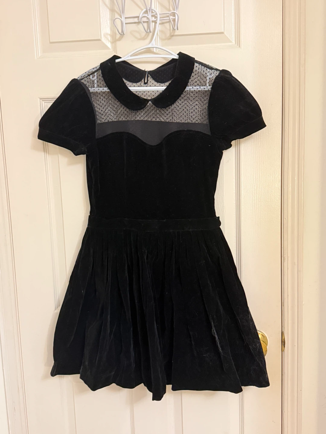 Black Velvet Dress with Sheer Detail