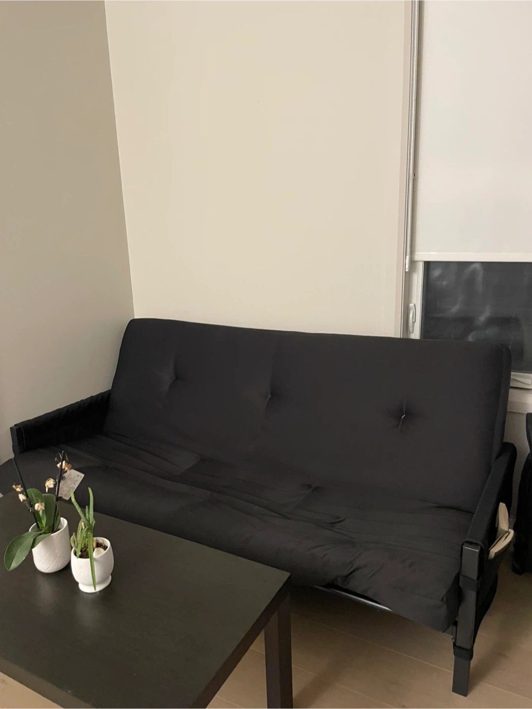 Sofa-Black Metal Frame with Mattress