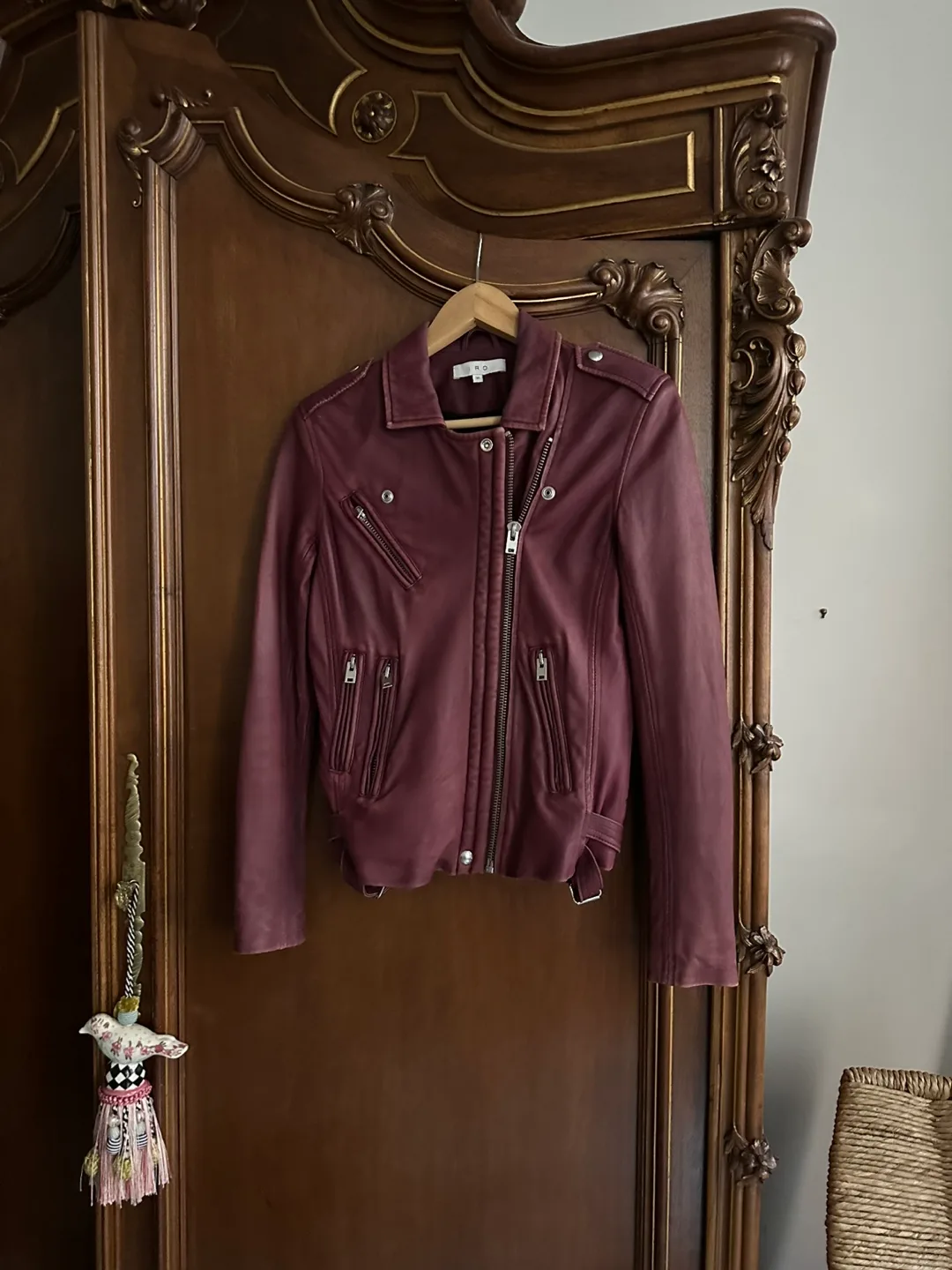 IRO Han Burgundy Lamb Leather Jacket Size EU 36 US 4 Gorgeous!