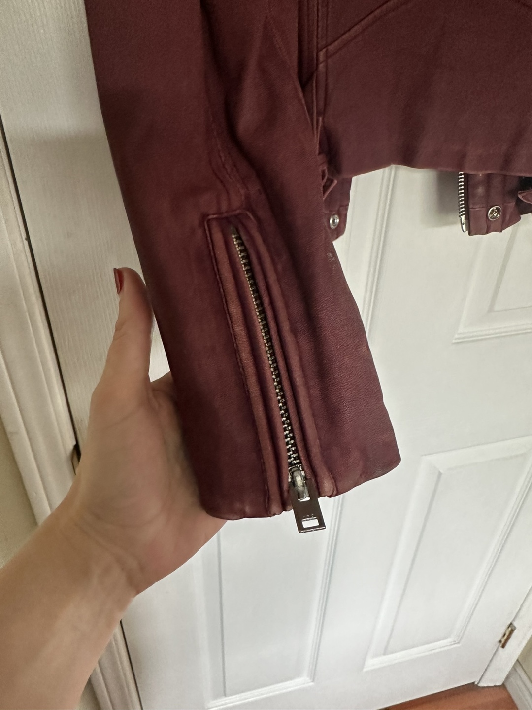 IRO Han Burgundy Lamb Leather Jacket Size EU 36 US 4 Gorgeous! - photo 5
