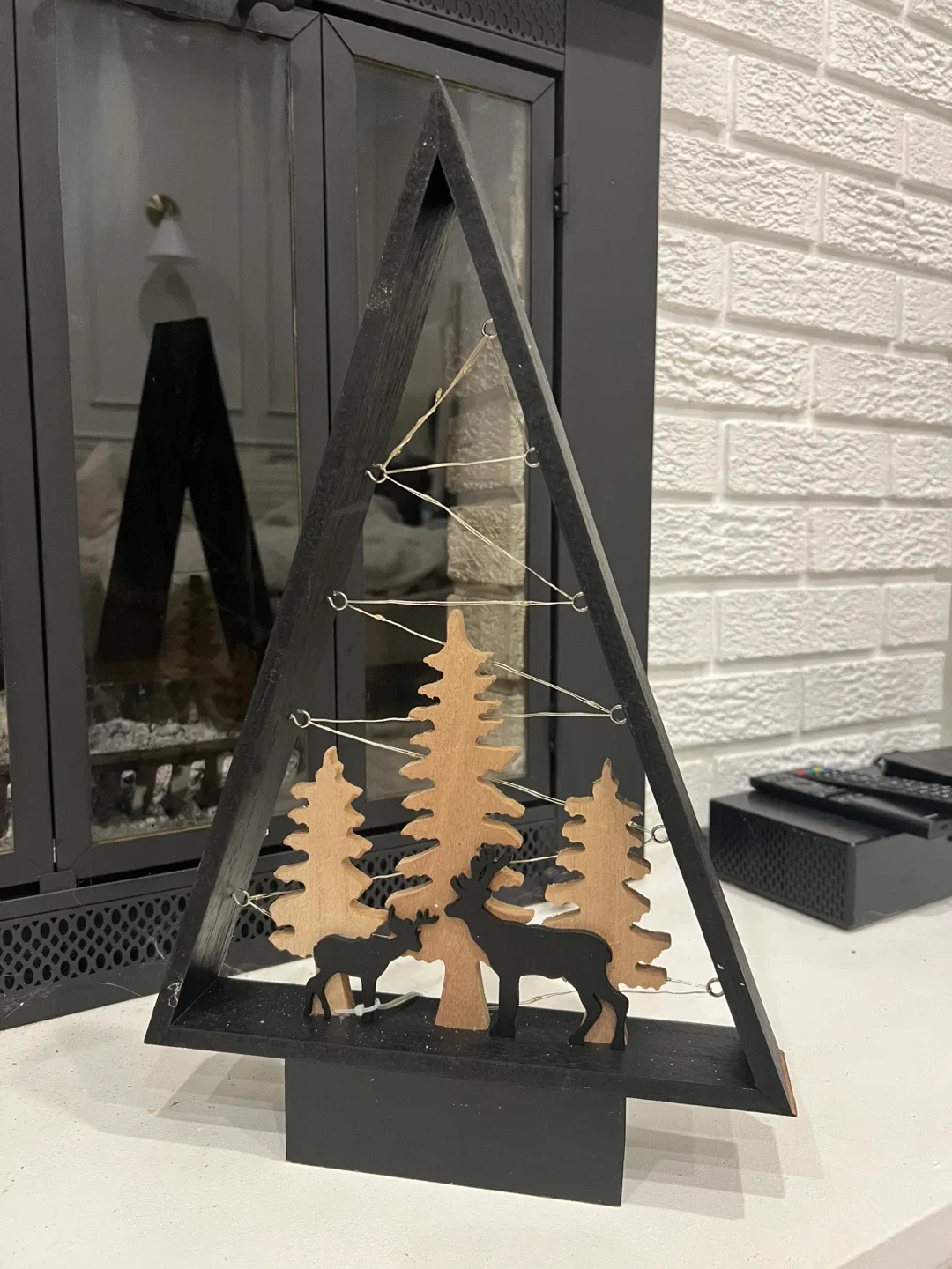Wooden Christmas Tree Decoration with Deer