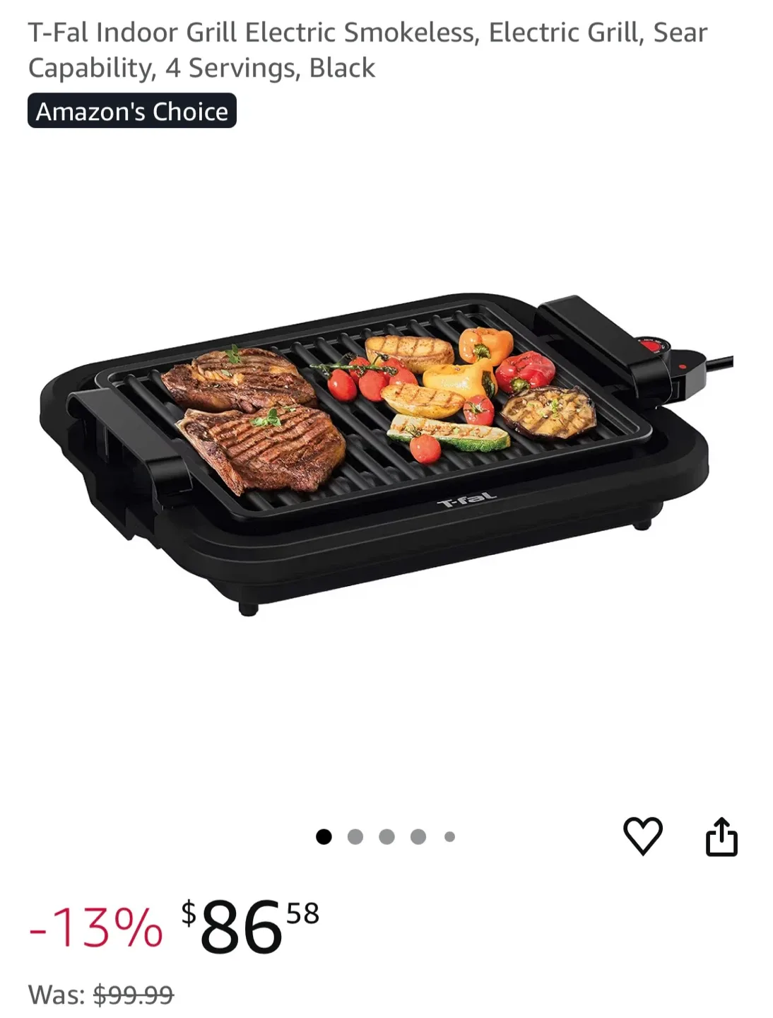 T-Fal Excelio indoor grill, gently used image indicator(4)