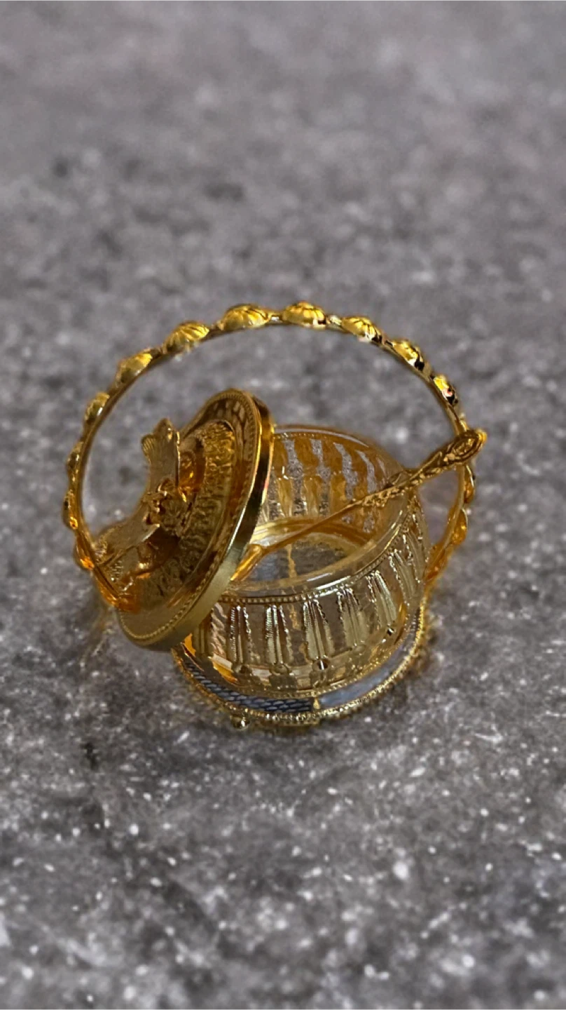 Decorative Gold/Silver Sugar Bowl with Lid - photo 5