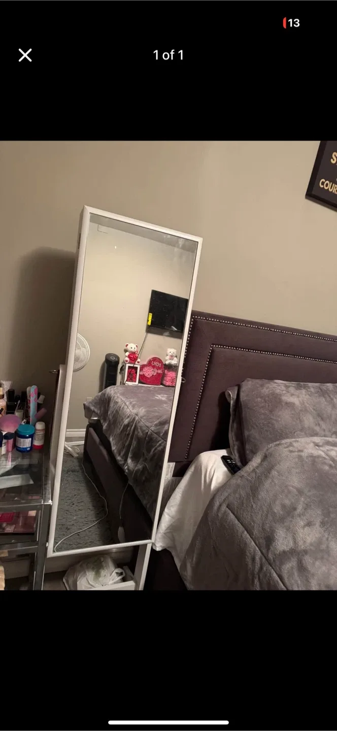 Full Length White Framed Standing Mirror