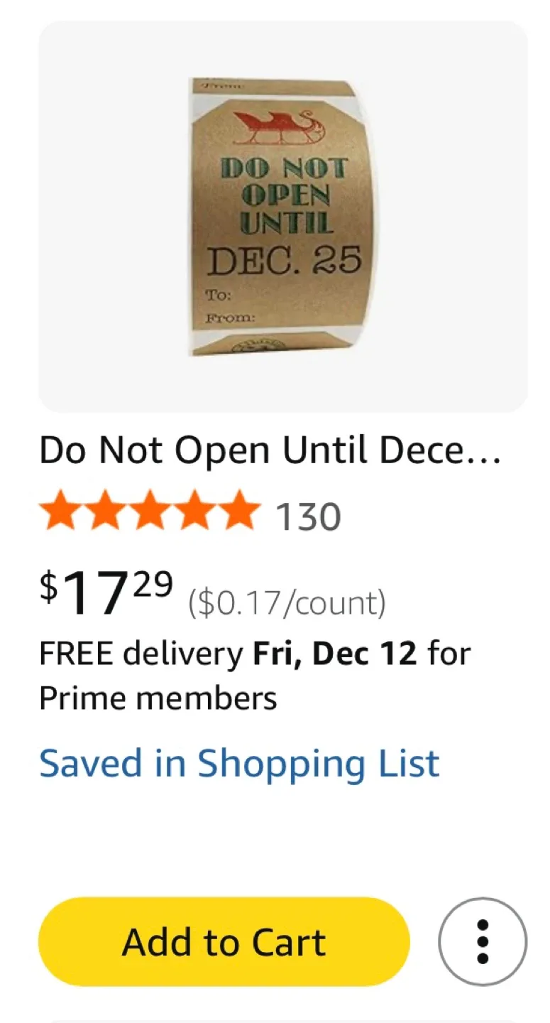 Roll of 60 “Do Not Open Until December 25” Gift Tags image indicator(2)