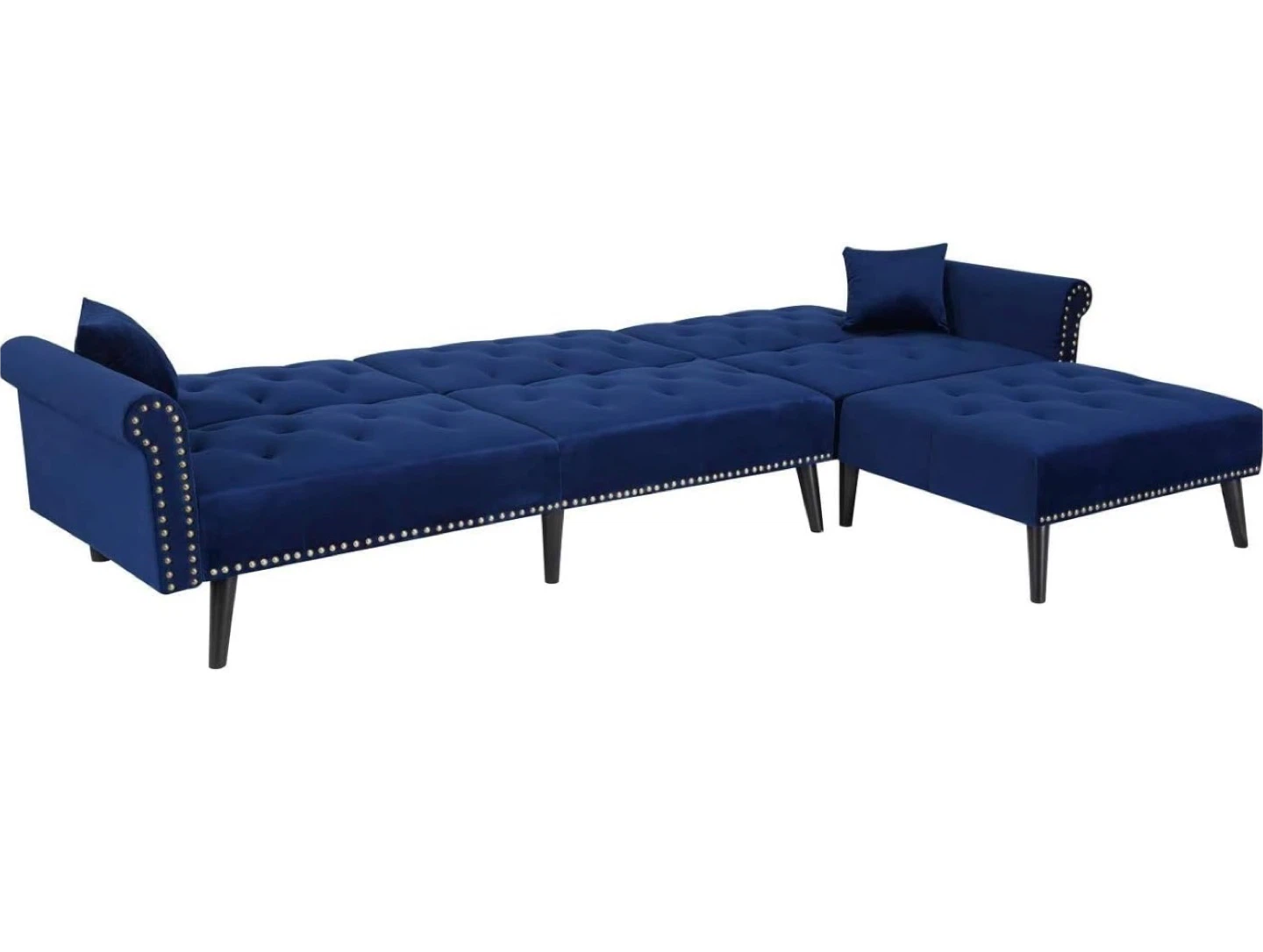 Blue Velvet Sectional Sofa - photo 5