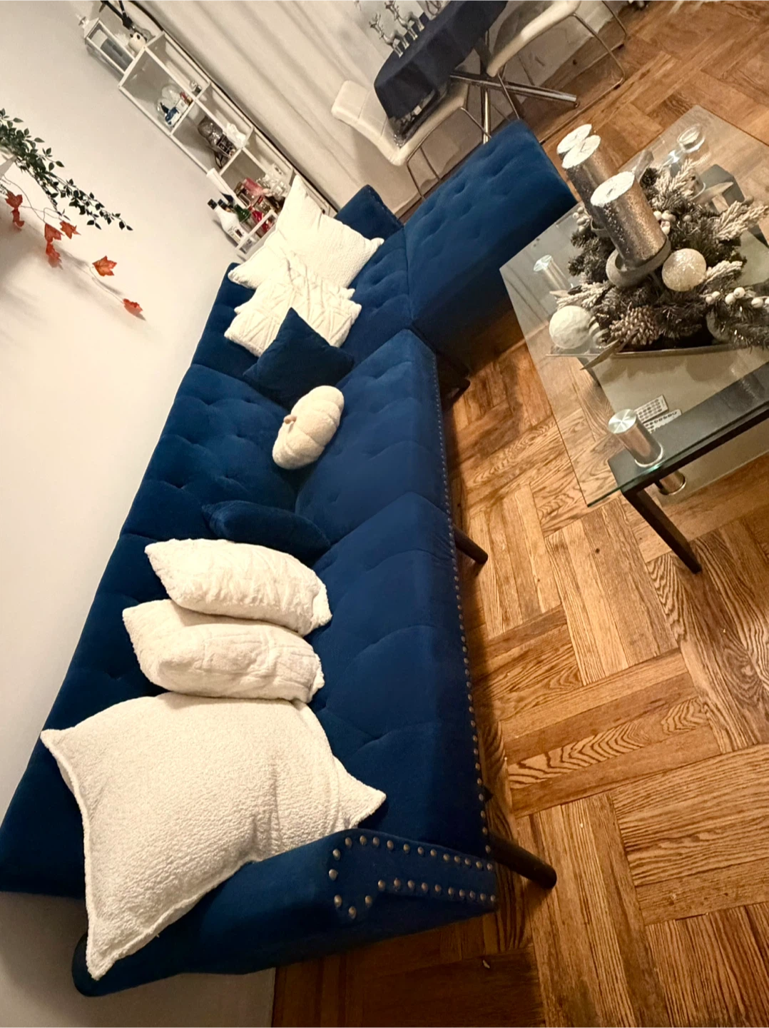 Blue Velvet Sectional Sofa