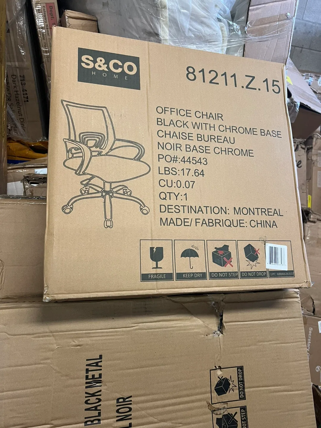 S&CO Home Office Chair - Black with Chrome Base