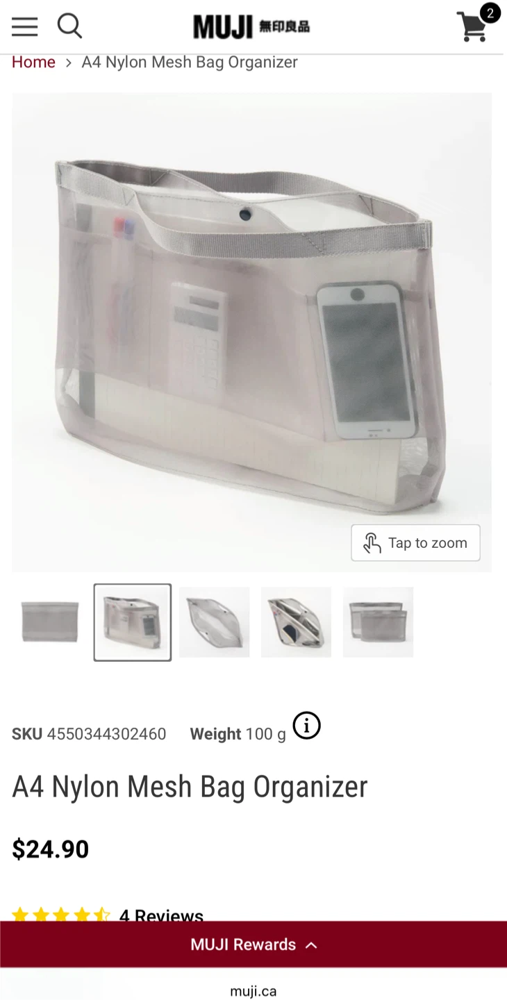 Muji Nylon Mesh organized