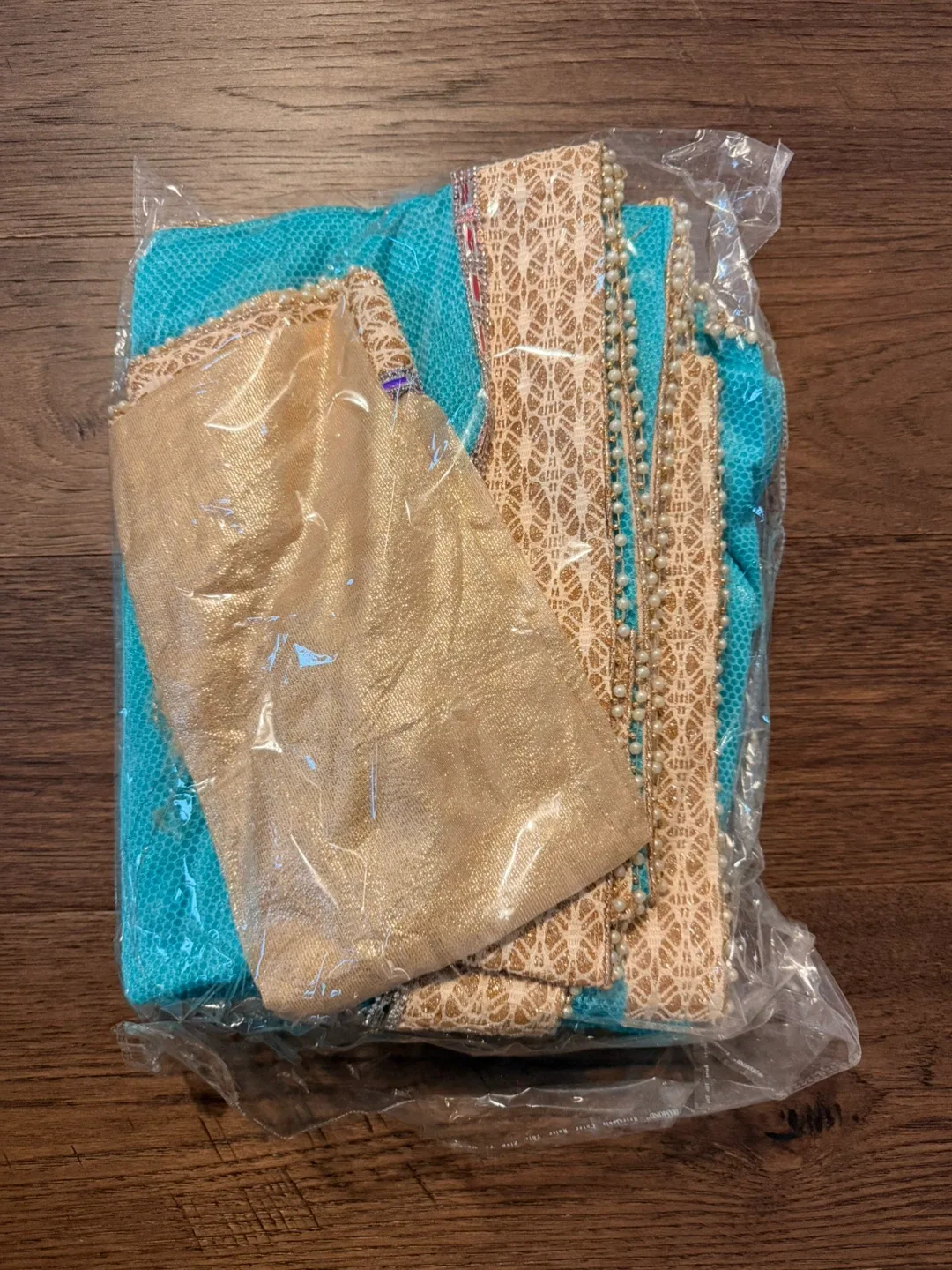 Brand New Teal & Gold Saree / Sari image indicator(2)