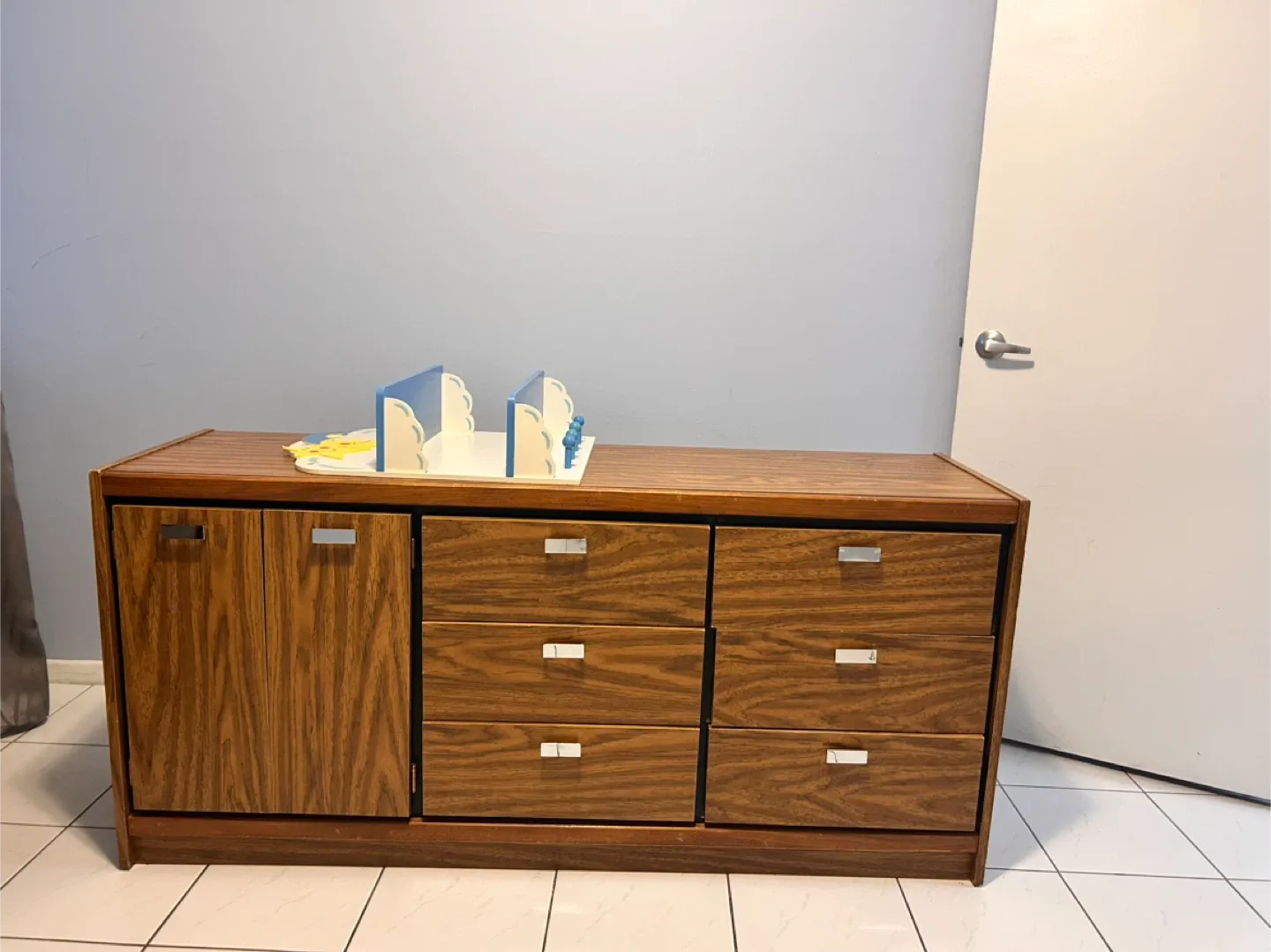 Wood Sideboard Cabinet & Mirror