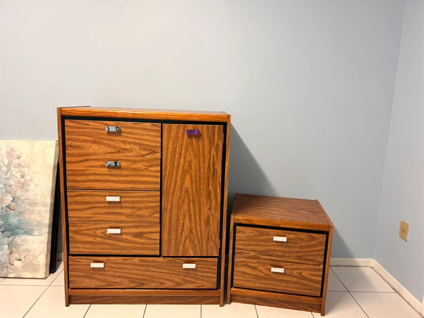 Vintage Wood Dresser and Nightstand Set