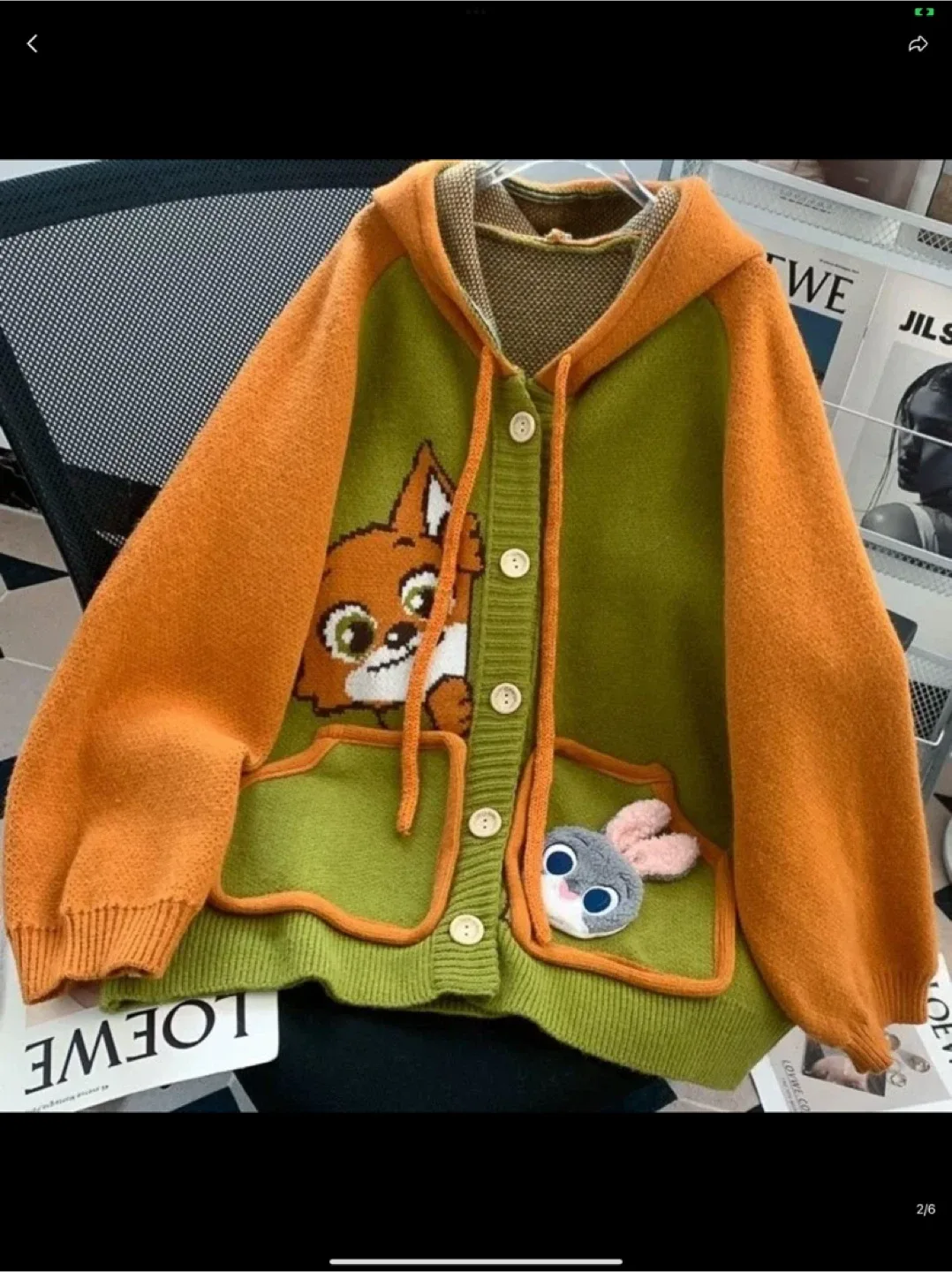 Zootopia Cardigan - Green & Orange