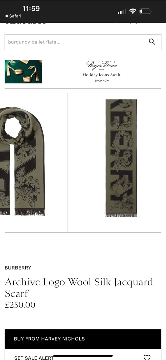 Burberry Fern Green Logo Oak Leaf Wool Football Scarf image indicator(2)